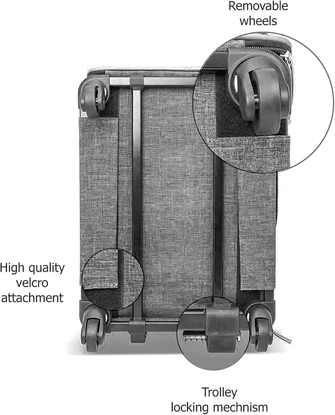 Ruff Life 101 Airline Approved Expandable Premium Pet Carrier on Wheels- Two Sided Expandable Rolling Carrier- Designed for Dogs & Cats- Extra Spacious Soft Lined Carrier! (Grey)
