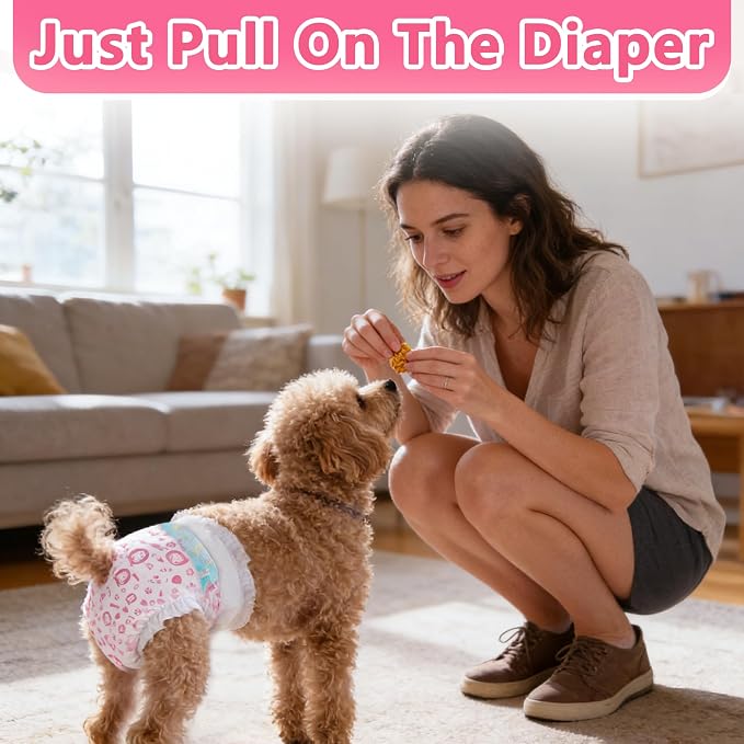 Female Dog Diapers,Disposable Dog Diapers,100 Count,X-Small,Super Absorbent Leak-Proof Diapers for Dogs in Heat,Excitable Urination,or Incontinence
