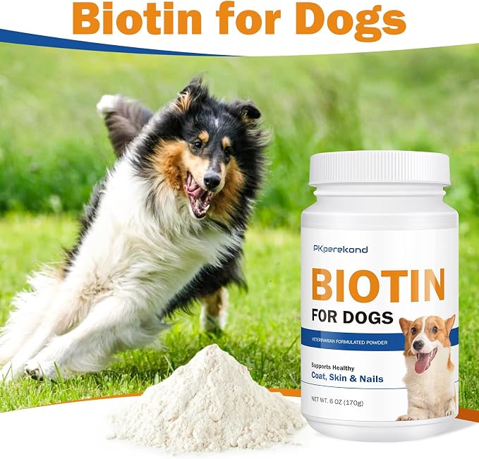 Biotin for Dogs, Supports Shiny Coat and Healthy Skin, Strengthens Dog Nails, Biotin Powder Supplement for Dog Shedding, Dry Skin Relief for Dogs, 6 oz, Original Flavor