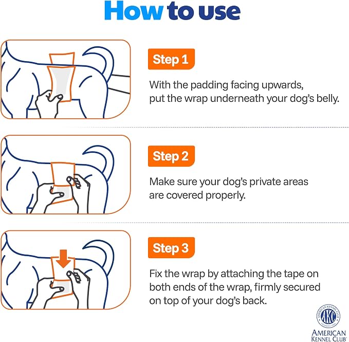 American Kennel Club Male Dog Wrap, Disposable Diapers with Wetness Indicator, Large, 50 Count