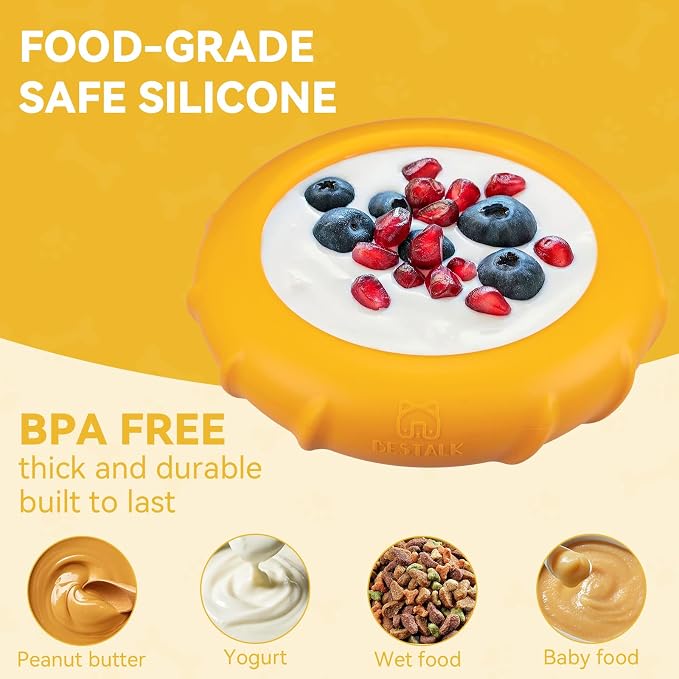 Dog Lick Bowl, Bestalk Wobbly Freeze Bowl Enrichment Feeder for Dogs, Anxiety Relief Lick Mat Puzzle Toy for Distraction, BPA Free Silicone, Dishwasher Safe(Orange,S)