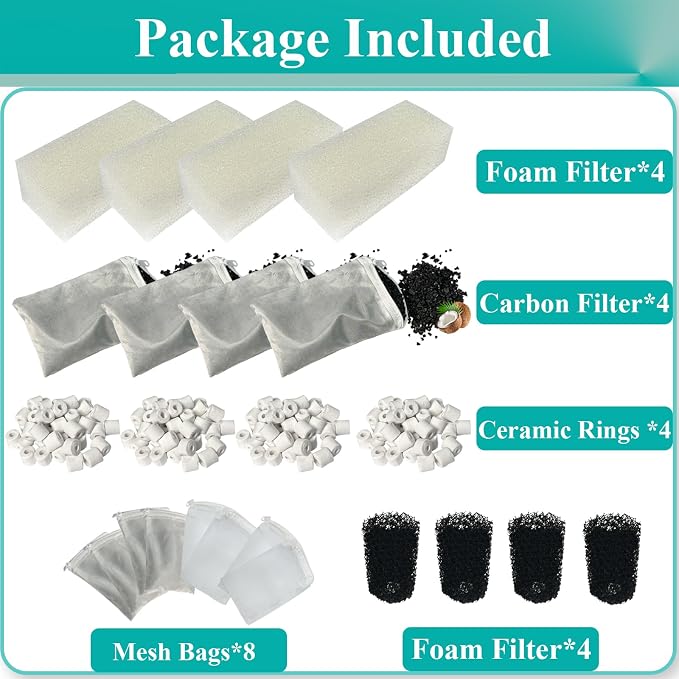 2 Set Three-Stage Filters Replacement Media Kit for AquaClear 50 Power Filter, Fish Tank Filter for 20-to-50 Gallon Aquariums