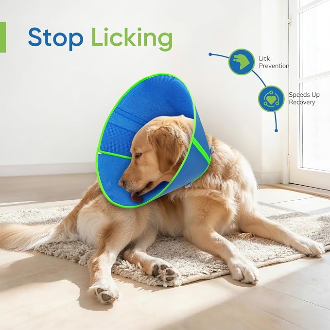 Soft Dog Cone Collar to Stop Licking After Surgery, Mesh Breathable Pet Recovery Collar for Large Medium Dogs, Elizabethan Cone Alternative(XL)