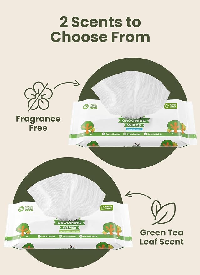 Pogi’s Dog Wipes – Hypoallergenic Pet Wipes for Paws, Body & Butt – Cleaning & Hydrating, Green Tea Scent, 120 Count