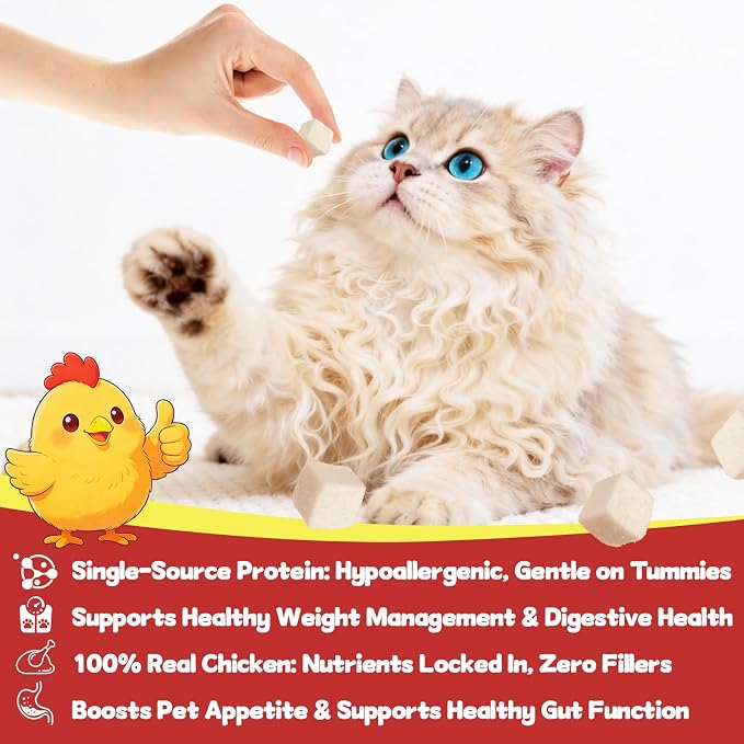Freeze-Dried Chicken Breast Treats for Dogs & Cats | All Natural, High Protein, Premium Single-Ingredient Nutrition | Ideal Training Treats & Food Topper | 19.40 oz