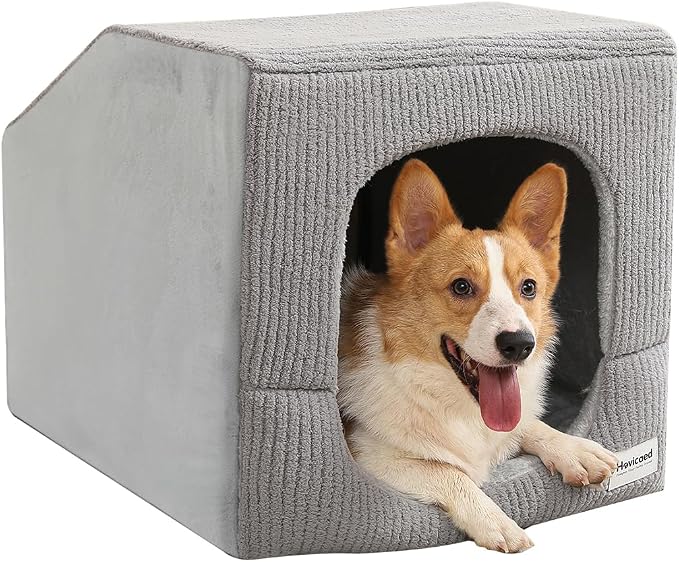 Hovicaed Indoor Dog House for Extra Large Medium Small Sized Dogs - Dog Tent with Washable Removable Cover, Pet Orthopedic Dog Cave Bed Egg-Crate Foam Cushion, Inside Dog House Large Space(L)