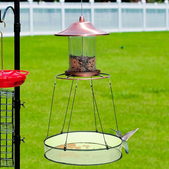 FoldTier 2 Pieces Universal Wild Bird Seed Catcher Hanging Hoop Platform Bird Seed Catcher Tray for Hummingbird Feeders Bee Feeder Outdoor Garden Accessories (24 Inch)