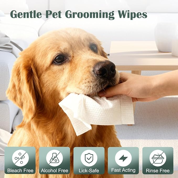Pet Grooming Wipes for Paws and Butt Unscented Hypoallergenic Dog Wipes Gentle Earth-Friendly 50 PCS Cleaning Wipes for Puppies,Kittens & Senior Pets Deodorizing Waterless Bathing Wipes