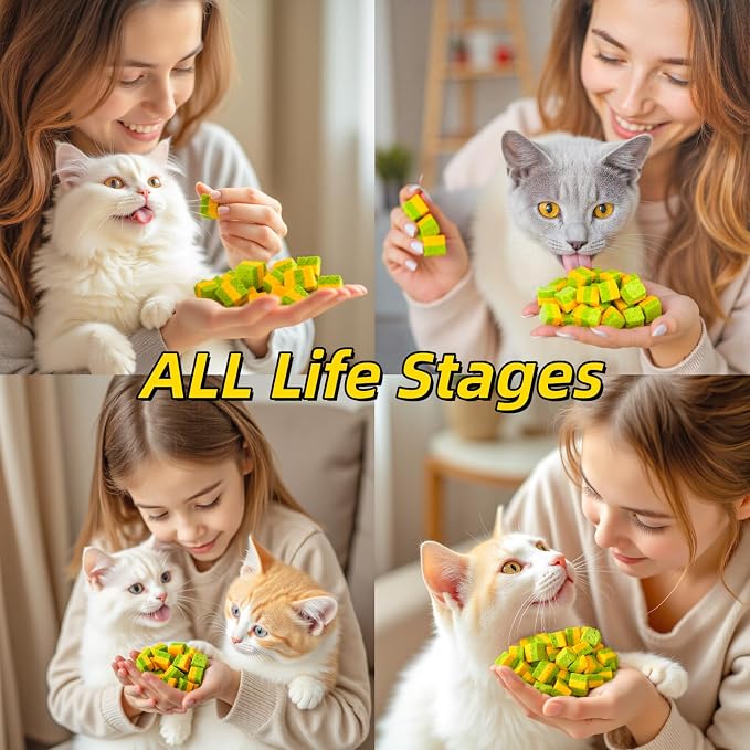 Cats Toy Kitten Grass Treats 255g/8.99oz Freeze Dried 2 in 1 Fish Oil Cat Chew Stick Pellet for Hairball Removal Kitty Catnip Snack Chicken Flavor for Cleaning Teeth & Dental Care Food Indoor