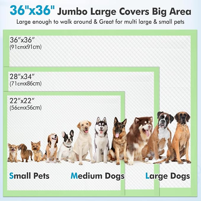 Gimars XXXXL 36"x36" Thicken Heavy Absorbency Dog Pee Pads Extra Large- Jumbo Disposable Polymer Quick Dry No Leaking Pee Pads for Dogs, Cats, Rabbits Pets 100 Counts