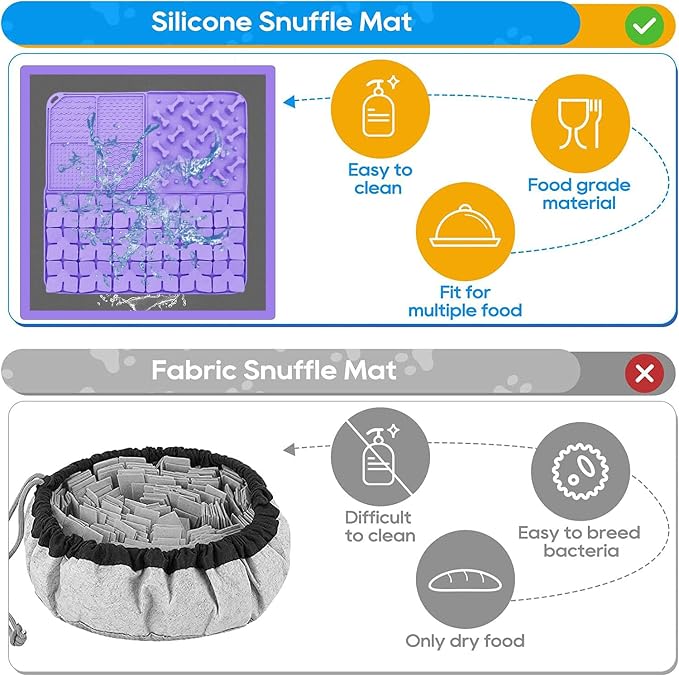 Silicone Snuffle Mat for Dog,Slow Feeder Lick Mat with Suction Cups for Slow Eating,Encourages Natural Foraging Skill,Pet Sniffing Mat for Small/Medium/Large Dog Cat