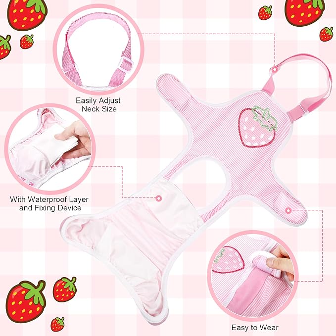 Nuanchu 3 Pcs Female Dog Diaper Sanitary Panties with Adjustable Suspender, Washable Reusable Doggie Diapers for Small Medium Large Dog in Heat Period Menstrual Pet Cats Ducks(Fruit Pattern,S)
