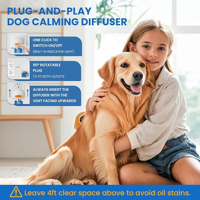 Dog Calming Diffuser, Dog Pheromones Calming Diffuser, Relaxing Pheromone for Dogs Relief Stress Anxiety Reduce Aggression Barking, Help Train Dog to Pee