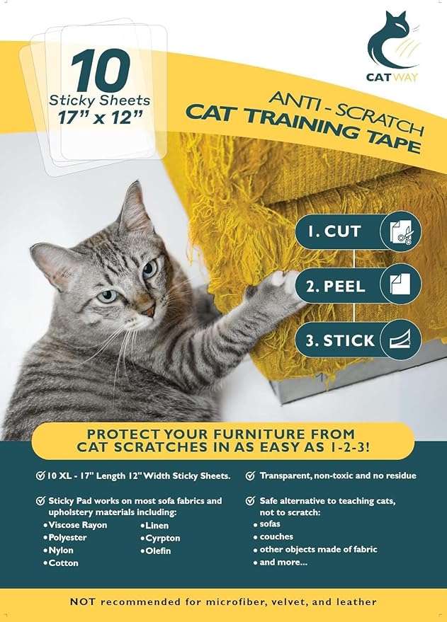 New 17x12 inch Furniture Protectors From Cats Scratch, Couch Protector for Cats, Anti Cat Scratch Furniture Protector, Couch Guard for Cats - Sofa Corner Scratching Training Tape Deterrent, Pack of 10