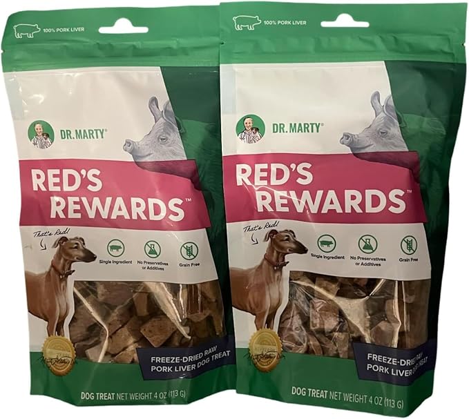 Dr. Marty Red's Rewards Favorite Freeze Dried Pork Liver Dog Treats 4-oz (Pack of 2)
