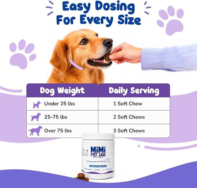 Calming Soft Chews for Dogs - 90 Peanut Butter Treats - Anxiety Relief with Melatonin, Chamomile & Valerian Root - Support for Separation, Storms & Travel.