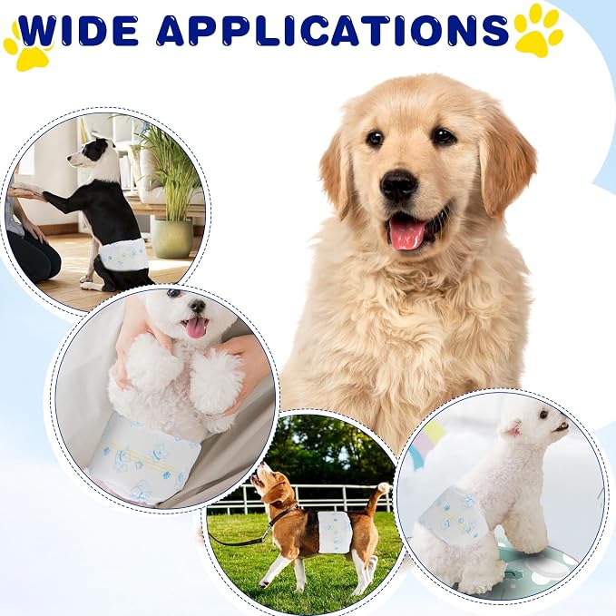 XPCARE 50 Count Disposable Male Dog Diapers, Male Dog Wraps,Super Absorbent Leak-Proof Fit (Small)
