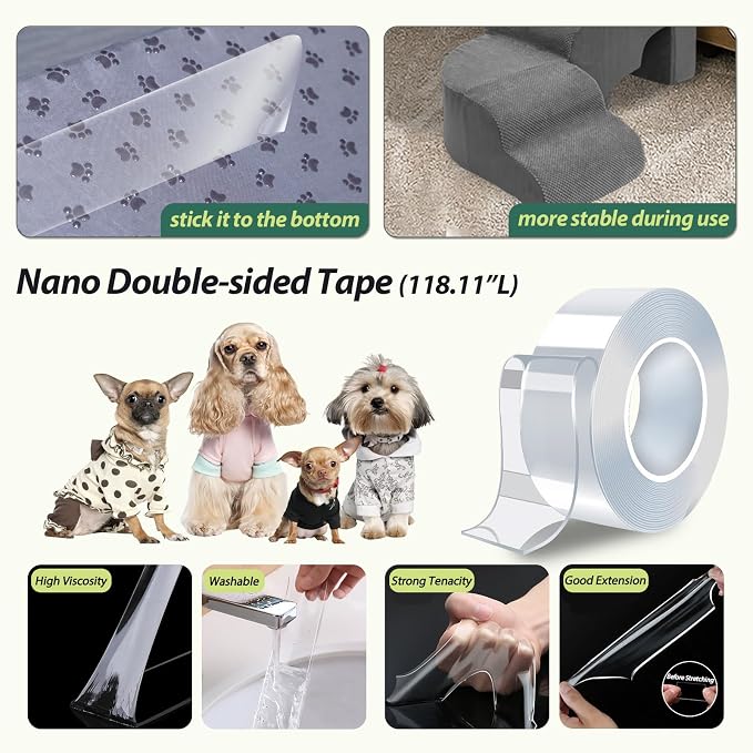 Dog Stairs for High Bed 28-32 Inches Tall, 6 Tier Non-Slip Pet Stairs Adjust to Left Side of Bed, Dog Steps for Small Dogs, Old Pets, and Injured Dogs, Gray