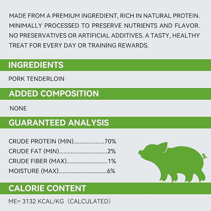 OPET Freeze Dried Pork Treats for Cats & Dogs,Single Ingredient Grain Free High Protein Pet Food,Healthy Training Sliced Fillets Snacks (Pork, 5.92 Ounce)
