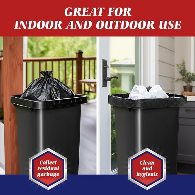 Teivio Black Large Trash Bags 40-45 Gallon 200 Count | Large Multipurpose | Fit 35,39,40,42,44,45 gallon Garbage Bin Liner | Kitchen | Lawn And Leaf Bags Outdoor Yard Waste Bag | Workshops Trash