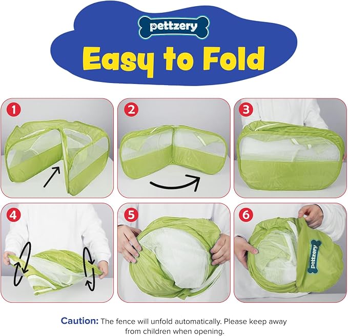 Small Animal Playpen with Zippered Top, Portable Waterproof Pet Cage (47"x23") for Kitten, Bunny, Guinea Pig, Hamster, Chicken Brooder, Indoor & Outdoor Exercise Pen, Foldable Design