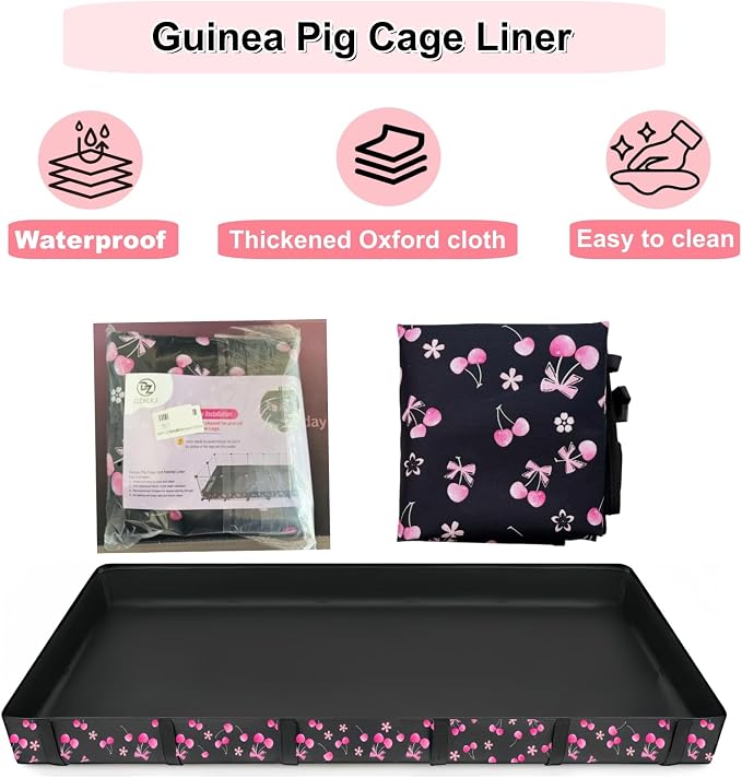 DZWLKJ Guinea Pig Cage Liner,Washable Tarp Bottom Base,Cherry Graphic,36"x60", Reusable for Rabbit, Chinchilla, Hedgehog, Ferret & Other Small Animals.
