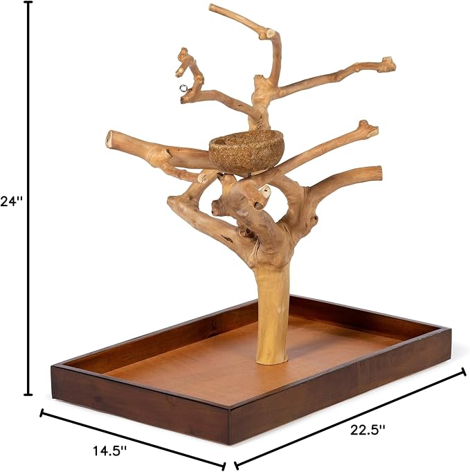 Prevue Pet Products Coffeawood Java Tree Minis Medium Table Top Playstand 22634, 22.5" L x 14.5" W x 24.0" H