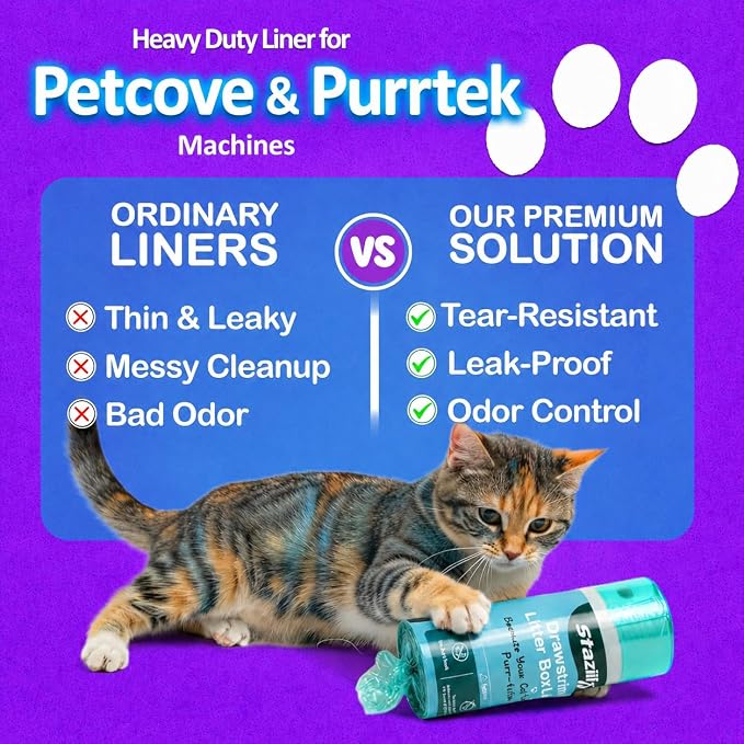 150 Count Cat Litter Liners - Compatible with Petcove & Purrtek Litter Boxes – Heavy Duty, Leak-Proof