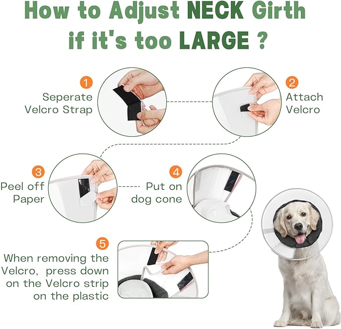 Dog Cone Collar to Stop Licking with Soft Liner, Comfortable Elizabeth Recovery Collar for Large Medium Dogs After Surgery, Pet Neck Head Cone Alternative,XL