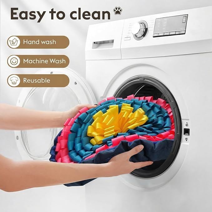 FunFurry Snuffle Mat for Dogs, Dog Puzzle Mat, Interactive Dog Toys for Enrichment,Sniff Mats with Non-Slip Backing,Suitable for Breeds and Sizes of Dogs (Floral, 17" Bowl)