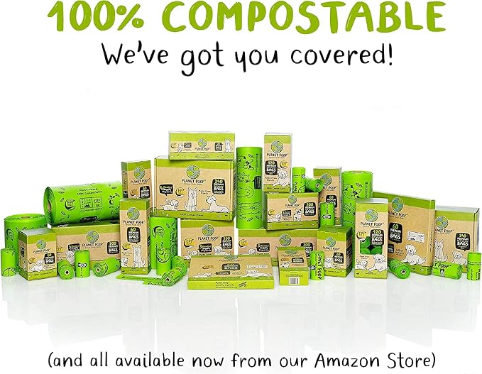 Planet Poop Biodegradable Dog Poop Bags, 180 Count, Plant-Based, Non-GMO, Leakproof, Compostable, No Microplastics - Supports Mission Pawsible in Bali