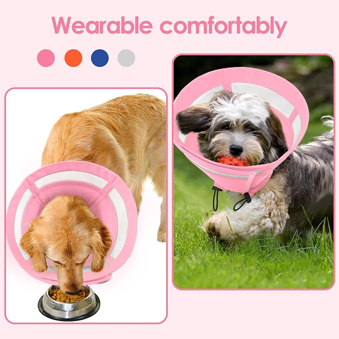 SAWMONG Soft Cone for Dogs – Small Dog Recovery Collar, Adjustable E-Collar to Stop Licking After Surgery (S, Pink)