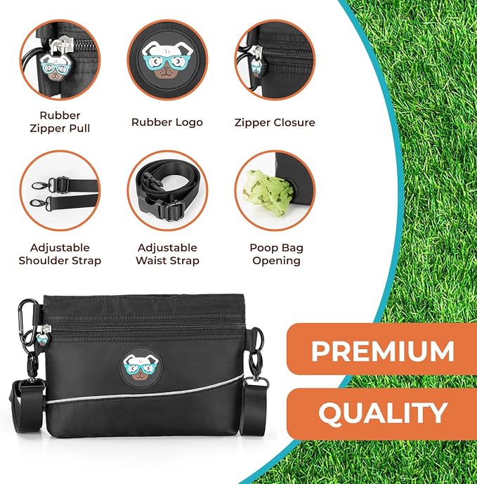 Joyride Harness Dog Training Treat Pouch - Adjustable Waist Belt, Clip-On Feature, & Built-in Poop Bag Dispenser Compact, Durable & Stylish Pet Reward Bag