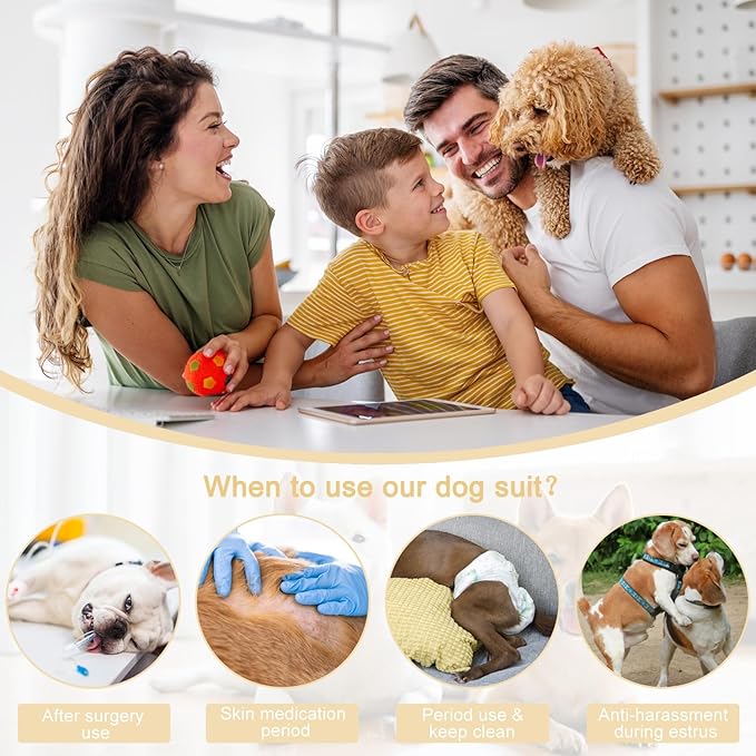 Etdane Dog Diapers Sanitary Panties Physiological Period Shirts Surgical Recovery Suits for Male and Female Dogs White Stripe X-Small