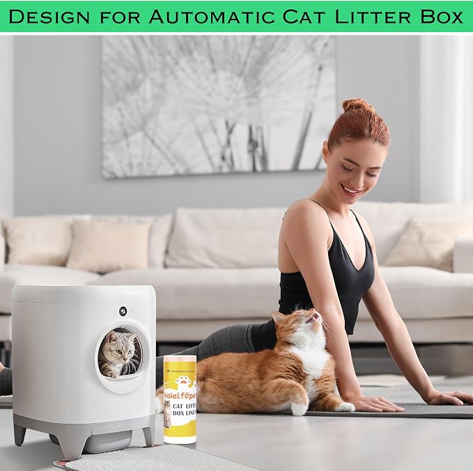 120 Count Cat Litter Box Liner Bags, 21" x 11" Disposable Automatic Cat Litter Waste Bags, Drawstring Heavy Duty Litter Trash Bags Suit for PuraX PuraMax PuraMax2