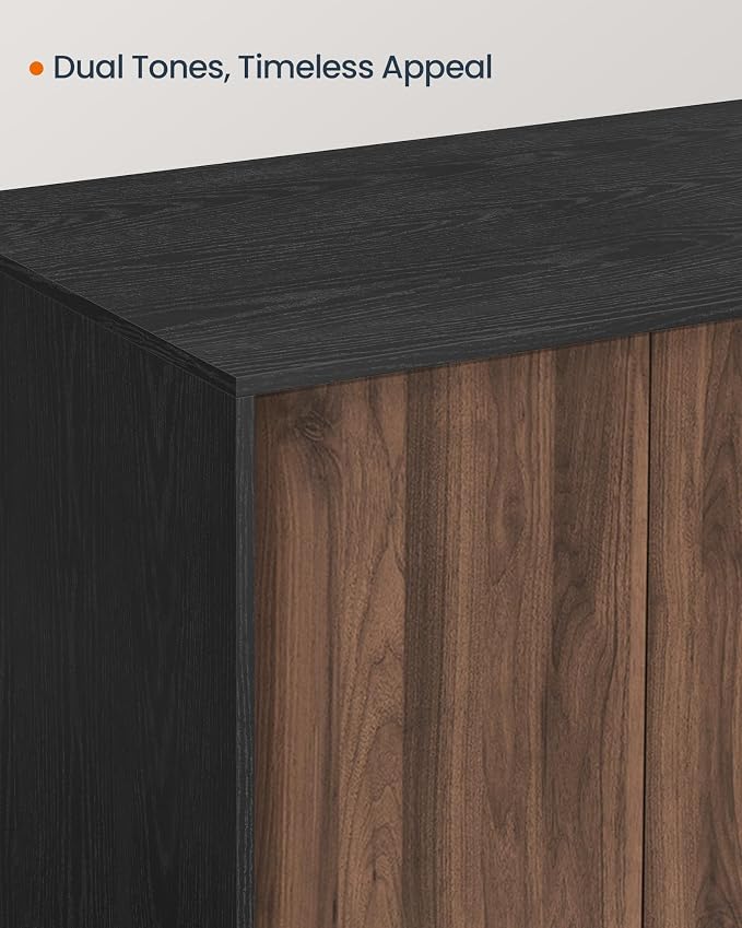 SONGMICS HOME Cat Litter Box Enclosure, Snapsemble Superfast Assembly, Litter Box Furniture for Large Cats, Display Side Table, Push-to-Open Doors, Ebony Black and Somber Walnut UPCL013BE01S