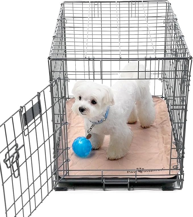Paw Inspired Washable Crate Liners for Dogs (2 Pack), Leakproof, Non-Slip Pee Pads for 24 Inch Kennels, Reusable Puppy Pads for Potty Training, Whelping, Waterproof Mat (24x18 Inch, Pack of 2)