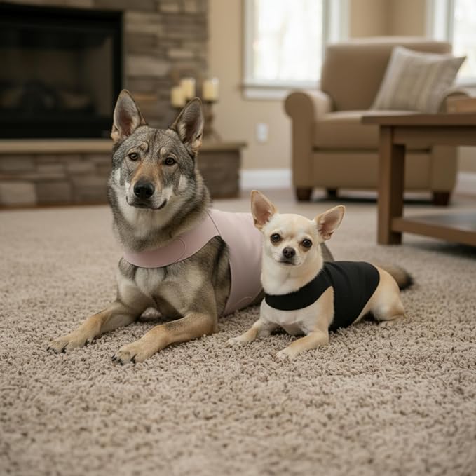 DAJIDALI® Dog & Cat Anxiety Vest & Spay Recovery Suit – Silent Adjustable Calming Wrap for Surgery & Thunderstorms – 2-Piece Cone & Recovery Onesie Alternative