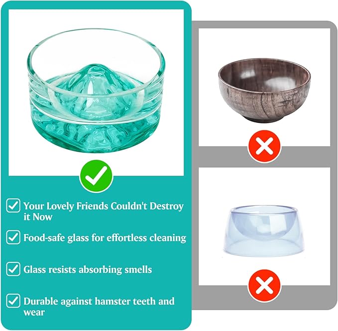 BNOSDM Rabbit Grinding Claw Pads Natural Hamster Lava Stone and Green Hamster Food and Water Bowl Mountain Fuji Style Glass for Hamsters Gerbils Mice Rats or Other Similar-Sized Pets