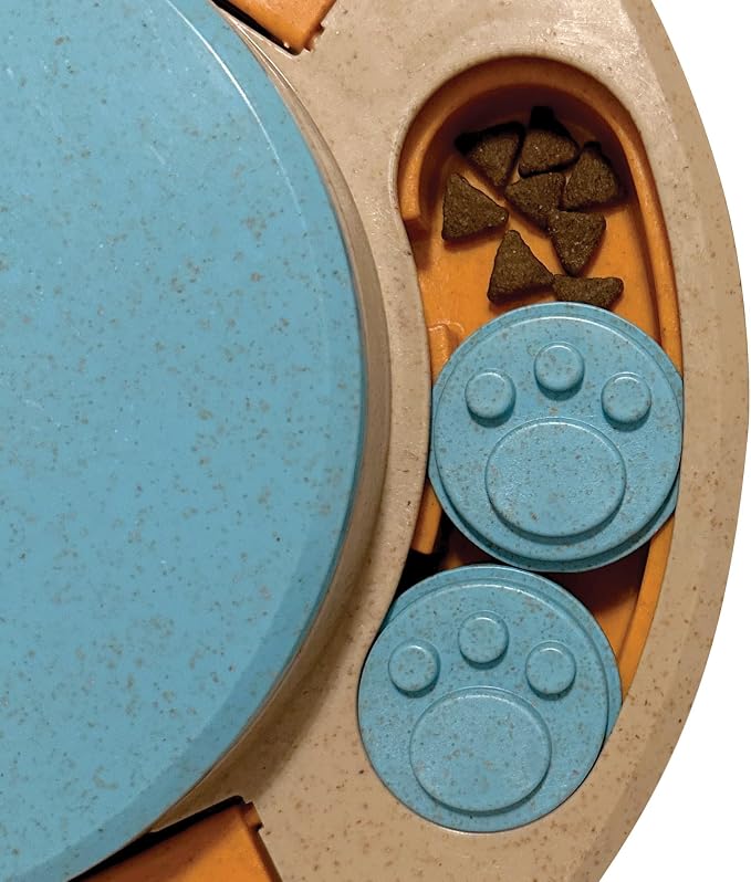 FOUFIT foufouBRAND Round Hide 'n Seek Multi-Play Turntable Puzzle Pet Toy, 10.7-inch Length, Pet Accessories