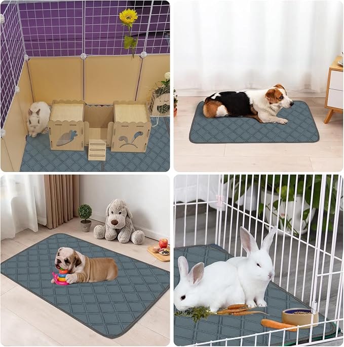 4 Pack Guinea Pig Cage Liners Washable Guinea Pig Bedding Reusable Waterproof Super Absorbent Guinea Pig Pee Pads Anti Slip Mat for Small Animals Rabbit Hamster Rat -28 x 14 Inch