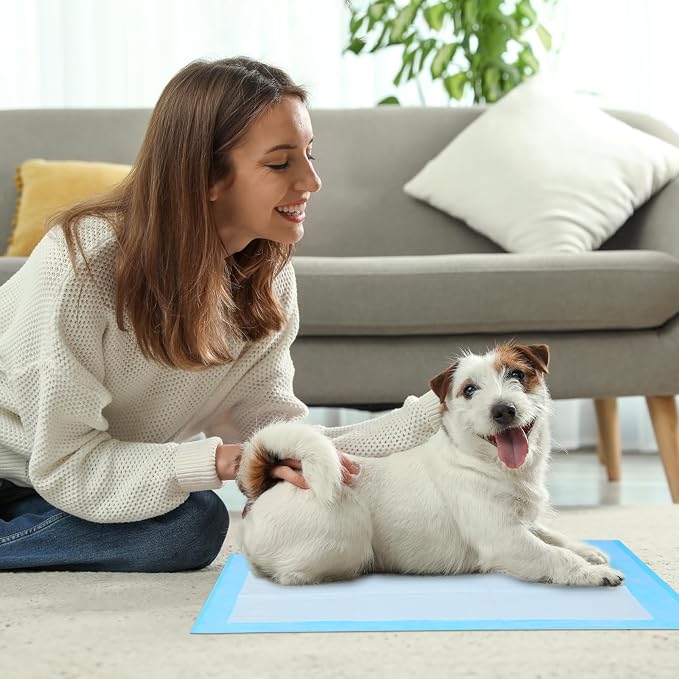 FluffyDream Super Absorbent Waterproof Dog and Puppy Pet Training Pad, Housebreaking Pet Pad,Blue (23.6"x35.4"(20PCS))