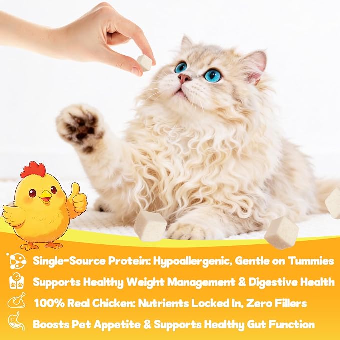 Freeze-Dried Chicken Breast Treats for Dogs & Cats |3.52 oz Premium Single-Ingredient Nutrition, All Natural, High Protein | Ideal Training Treats & Food Topper