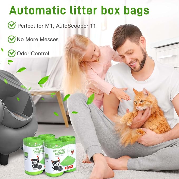 100 Count Cat Litter Bags Liners Compatible with Neakasa M1 and Petpivot Self Cleaning Cat Litter Box Replaced Waste Bags with Drawstring Heavy Duty Leak-proof 27" x 13"