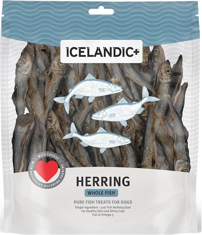 Icelandic+ Whole Fish Herring - 9oz Bag - Dog Treats, Pure Wild-Caught Air-Dried Fish, Single Ingredient Snack, Pet Chew, Just The Fish Nothing Else