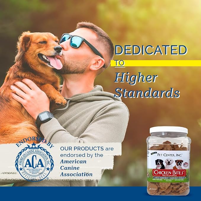 PCI Pet Center Inc. Chicken Bites - Single Ingredient Raw Dehydrated Chicken Breast - Dog Treats Made in USA - 16oz