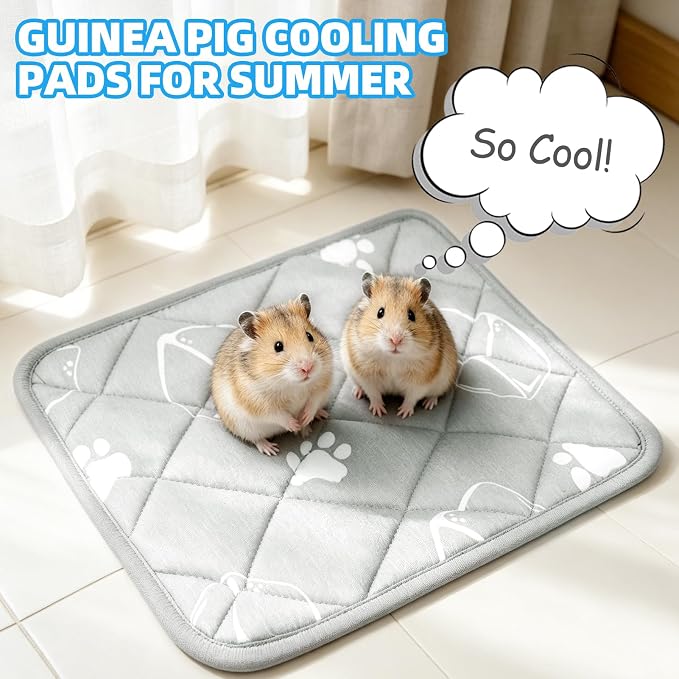 Homimp Summer Cooling Mat for Small Animals, 8PCS Guinea Pig Cage Liner Hamster Pee Pad, Washable Rabbit Cool Pad, Breathable Bed Blanket for Bunny Hedgehog, Keep Cooling for Pets, Grey 12"X 12"