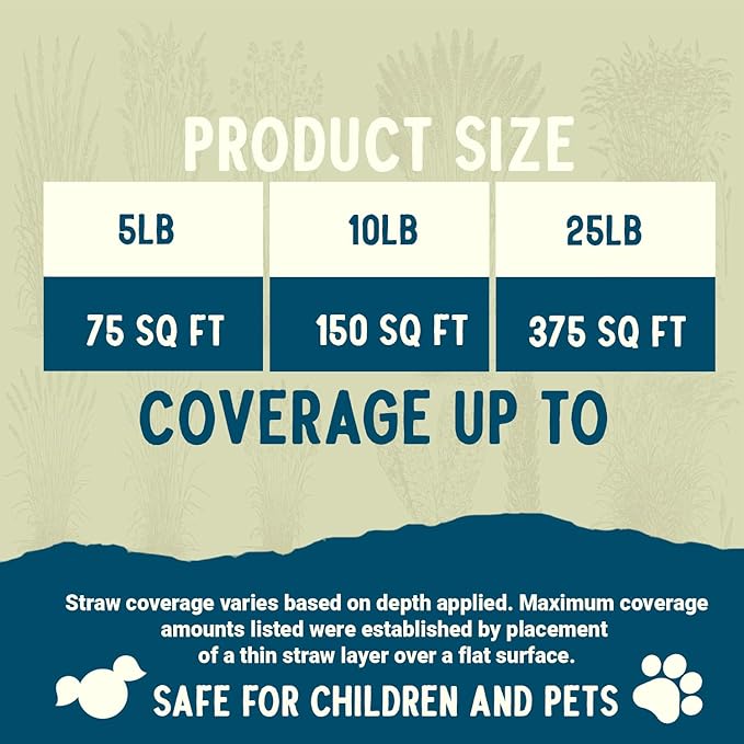 Blue Mountain Hay Organic Garden Straw (10 lb) - Natural Mulch for Gardening, Flower Beds & Landscaping, New Lawn Grass Seeding, Compost, Raised Garden Bed, Cat Grass & Grass Seed