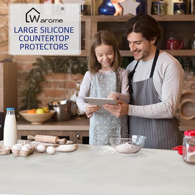 Warome Silicone Mat, 78.7”x 23.6” Heat Resistant Mats for Countertop, Extra Large Kitchen Counter Protector, Cuttable Counter Mat for Crafts- White Translucent