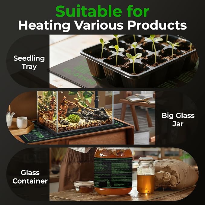 Seedling Heat Mat - KOKOPRO Durable Waterproof Heat mat for Plants Warm Hydroponic Heating Pad for Indoor Home Gardening Seed Starter 10" x 20.75"(4 in1)